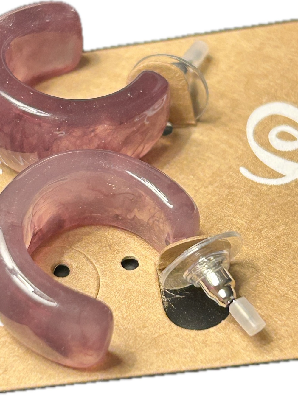 Lilac Resin Hoop Stud Earrings